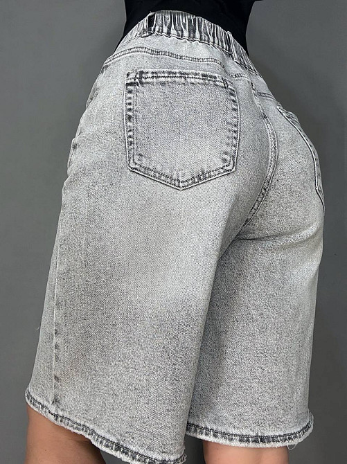 Шорты женские джинсовые Liana 4-017 4-018 бермуды с резинкой на талии большие размеры серые, серый, З6, 36, 100 см, 130 см Киев - изображение 2