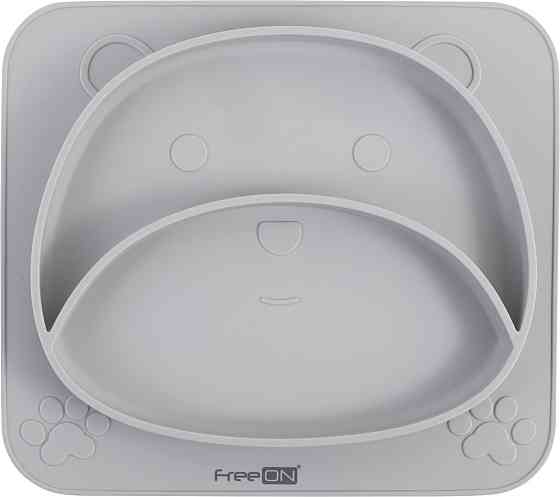 Силіконова тарілка дитяча FreeON Bear, grey Київ