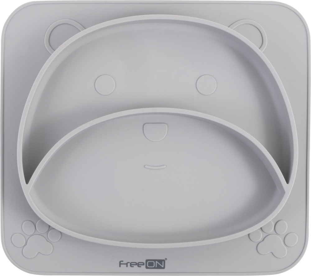 Силіконова тарілка дитяча FreeON Bear, grey Київ - фото 2