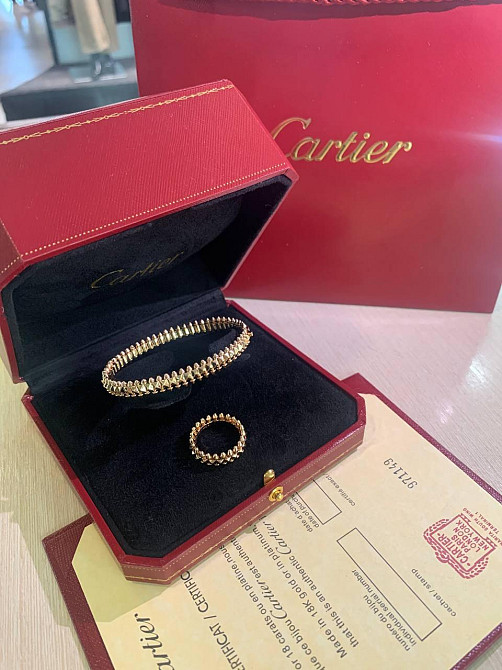 Cartier набор: зубчики кольцо и браслет / Картье кольцо и браслет в лимонном золоте Одесса - изображение 2