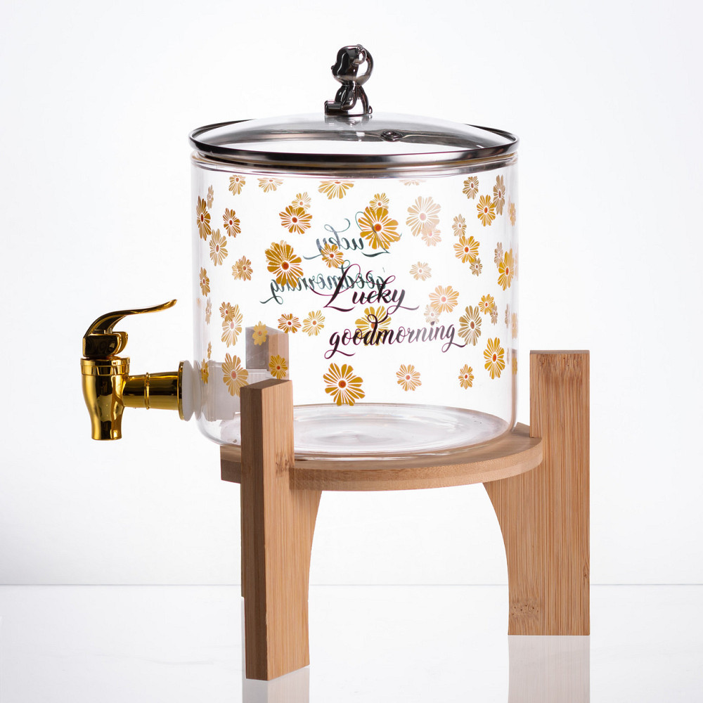 Лимонадница с краном на деревянной подставке 2.6 л стеклянная HP-34-16 Киев - изображение 3