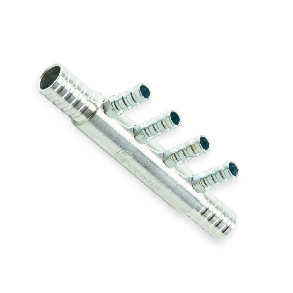 Розподільник форсунок 4 циліндра алюм., транзит., вхід d12х2, вихід d6 для Мукачево - фото 1