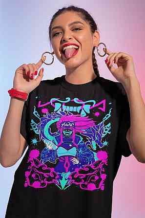 Футболка для хлопчика з аніме принтом Акалі Гамінг Леагуе Легендс оверсайз (зріст від 165 до 180) Чорний AnimeJ0161m Дніпро