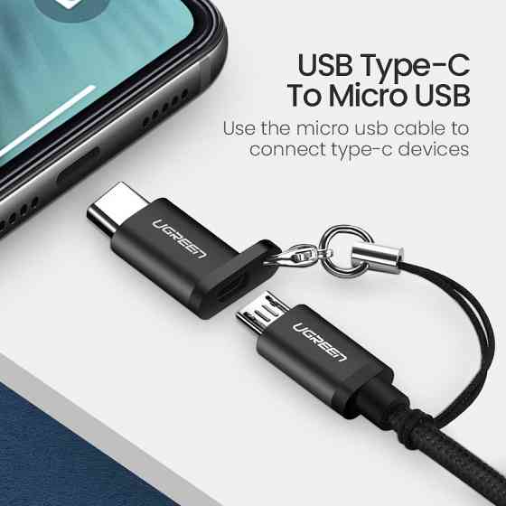 Переходник-адаптер microUSB к USB Type-C Ugreen US189 (Черный) Николаев