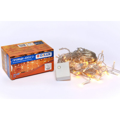 Гирлянда Delux ICICLE С 75LED 2х0.7 м теплый белый/прозрачный IP20 (90017986) Винница - изображение 1