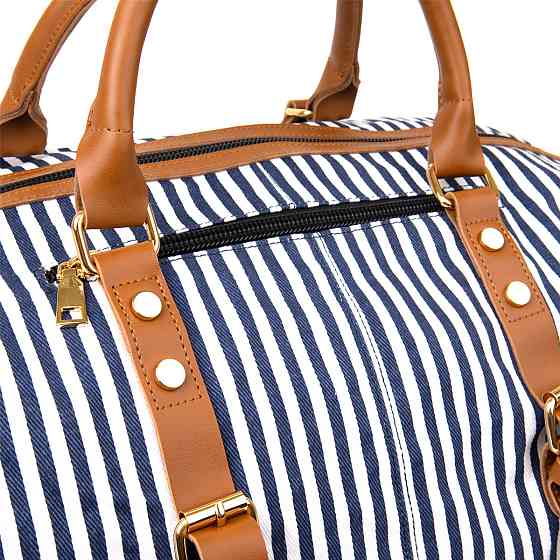 Дорожня сумка текстильна жіноча в смужку Vintage 20667 Біла Київ