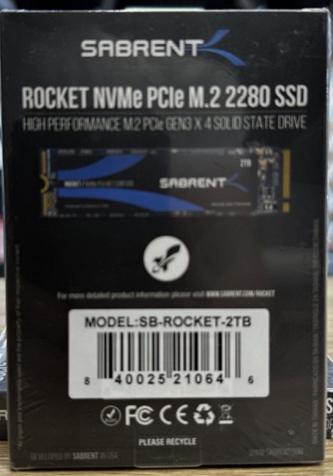 Sabrent rocket SSD 2 ТБ M.2 2280 PCle
3.0 NVMe Киев - изображение 2