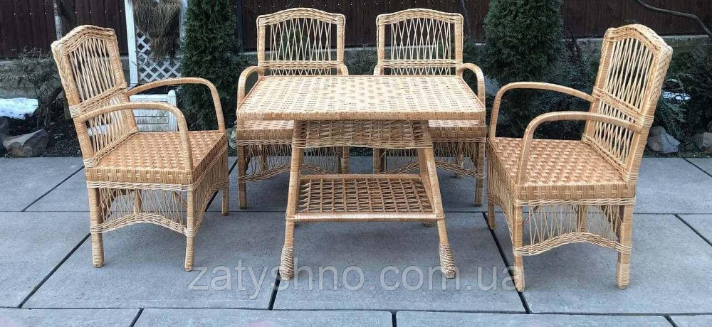 Зручні плетені меблі зі стільцями з підлокітниками Київ - фото 1