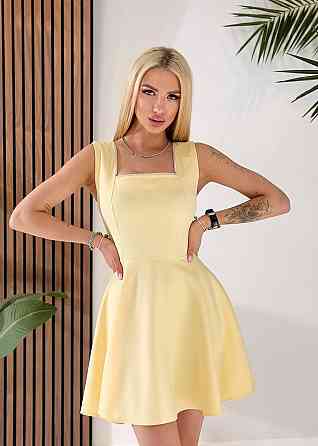 Женское стильное вечернее платье из плотного костюмного материала Лимонный, 42 Одесса