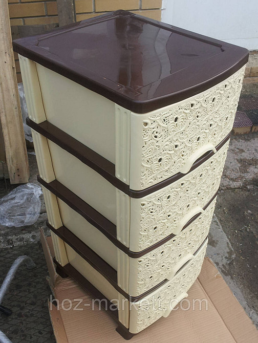 Комод ажурний на 4 ящики бежево-коричневий Харків - фото 3