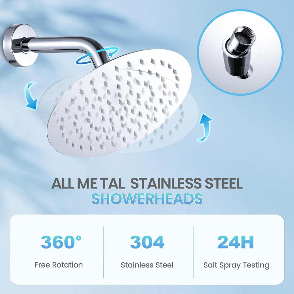 Душевая воронка круглая 20 см нержавеющая сталь водосберегающая с эффектом дождя насадка для душа ультратонкая Киев - изображение 4