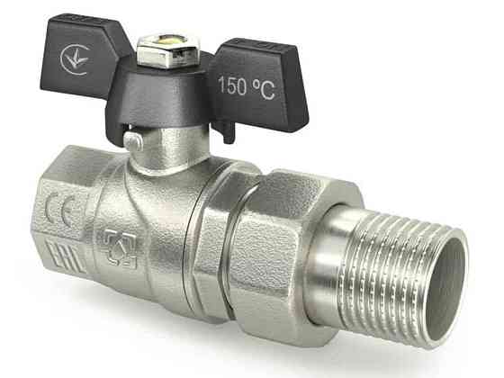 Кран кульовий з американкою 1 ВЗ, DN25, DRBS3, метелик, BLACK ТМ RAFTEC Київ