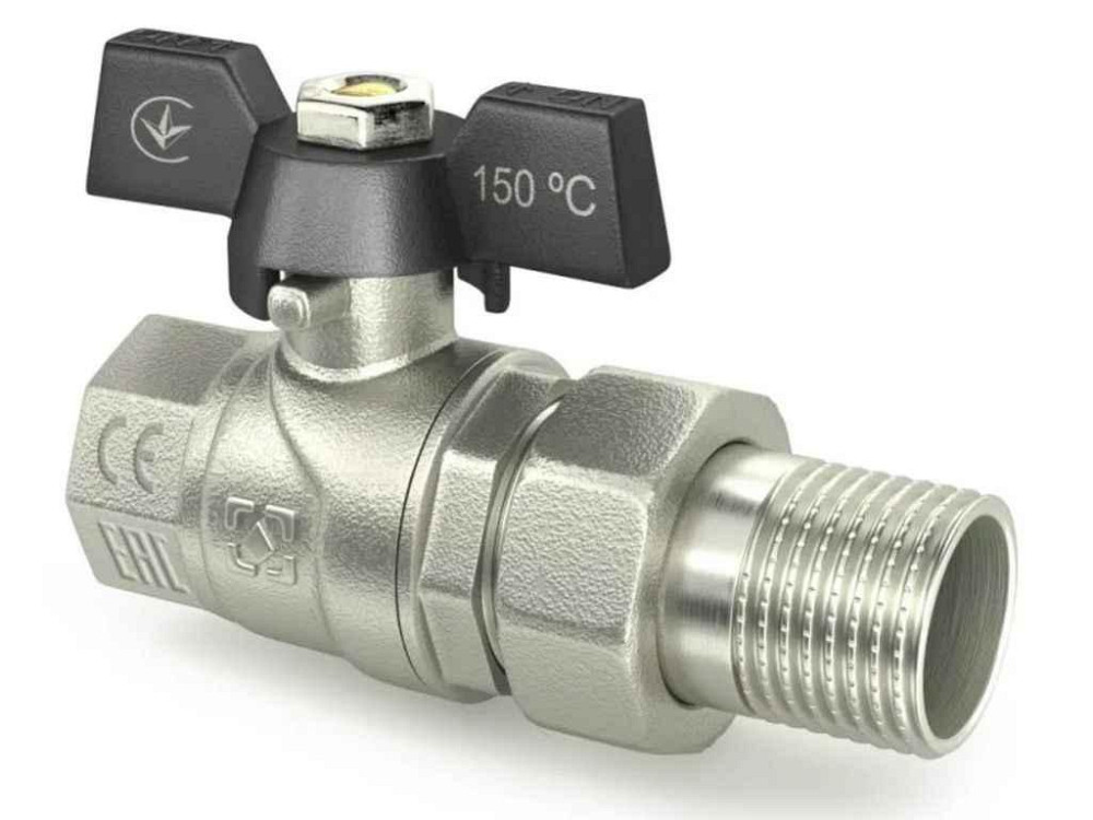 Кран кульовий з американкою 1 ВЗ, DN25, DRBS3, метелик, BLACK ТМ RAFTEC Київ - фото 1