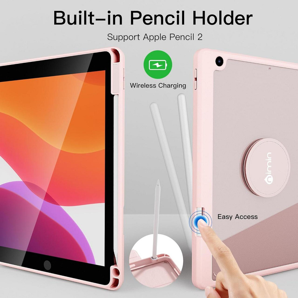 Чехол для iPad 10.2 (7/8/9 поколение) с держателем для Apple Pencil, вращающийся 360°, магнитная подставка, Киев - изображение 4