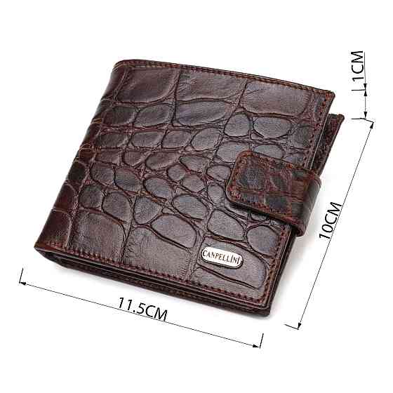 Купюрник для мужчин горизонтального формата из натуральной кожи с тиснением под крокодила CANPELLINI 21773 Коричневый Киев
