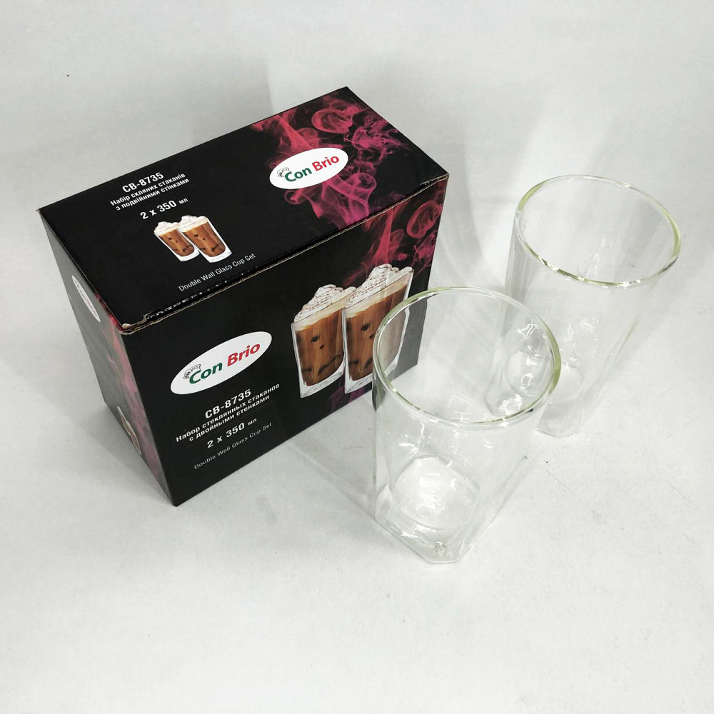 Скляні чашки з подвійним дном Con, Склянки з подвійним дном Набір чашок для кави GN-69 Івано-Франківськ - фото 2