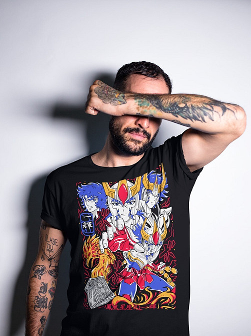 Футболка чоловіча з аніме принтом Аніме Схун Саінт Сеійа оверсайз (S/M/L) Чорний AnimeJ0451 Дніпро - фото 2