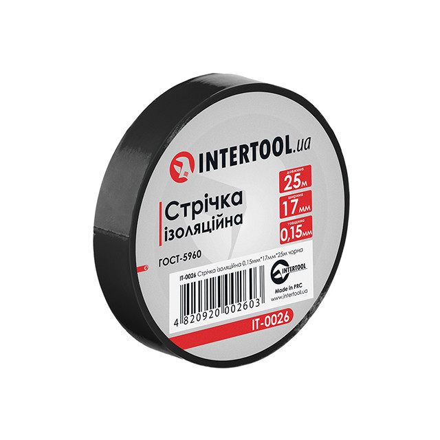 Стрічка ізоляційна 0.15мм*17мм*25м чорна INTERTOOL IT-0026 Киев - изображение 1