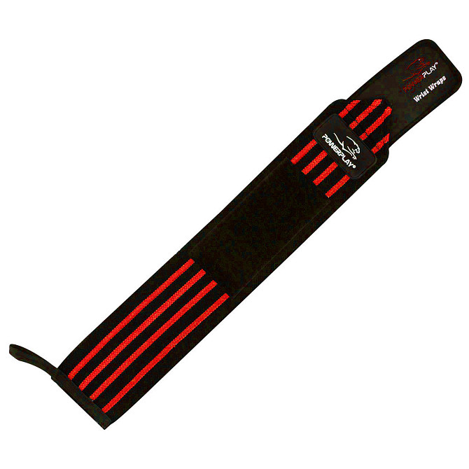 Кистьові бинти PowerPlay 3081 Gym WristT Wraps Чорно-Червоні Каменское - изображение 5