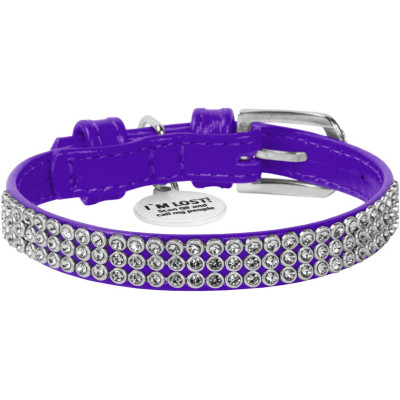 Ошейник для животных WAUDOG Glamour с QR-паспортом "Стразы" XS Ш 12 мм фиолетовый (33089) Винница - изображение 2