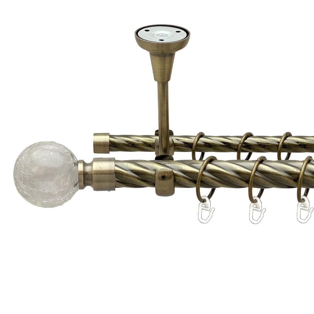 Карниз Orvit Сепія металевий дворядний відкритий до стелі скручена труба кільце металеве Антик 25\16 мм 300 см Львов - изображение 1