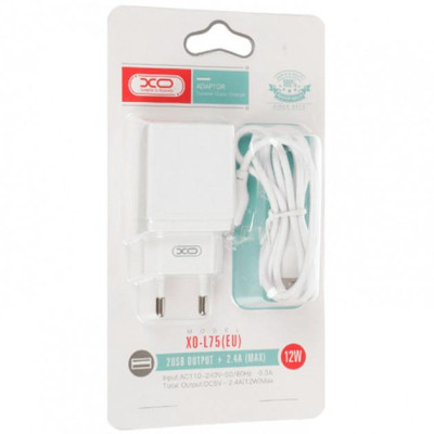 Зарядний пристрій XO L75 2USB/2.4A + Lightning White (XO-L75-L) Вінниця - фото 3