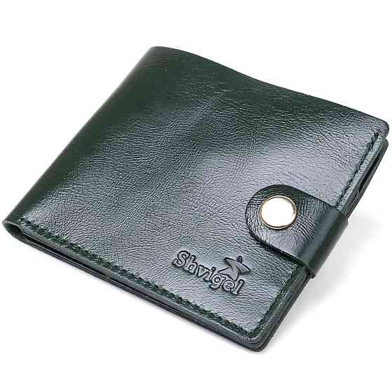 Невелике модне шкіряне портмоне Shvigel 16441 Зелений Київ