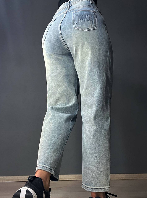 Джинси жіночі Sterling 9203-36 MOM банани напис на кишені великі розміри блакитні, блакитний, 30, 30, 81 см, 105 см Київ - фото 19