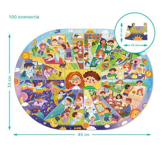 Дитячий віммельпазл "Розпорядок дня" 300619, 100 елементів Вінниця