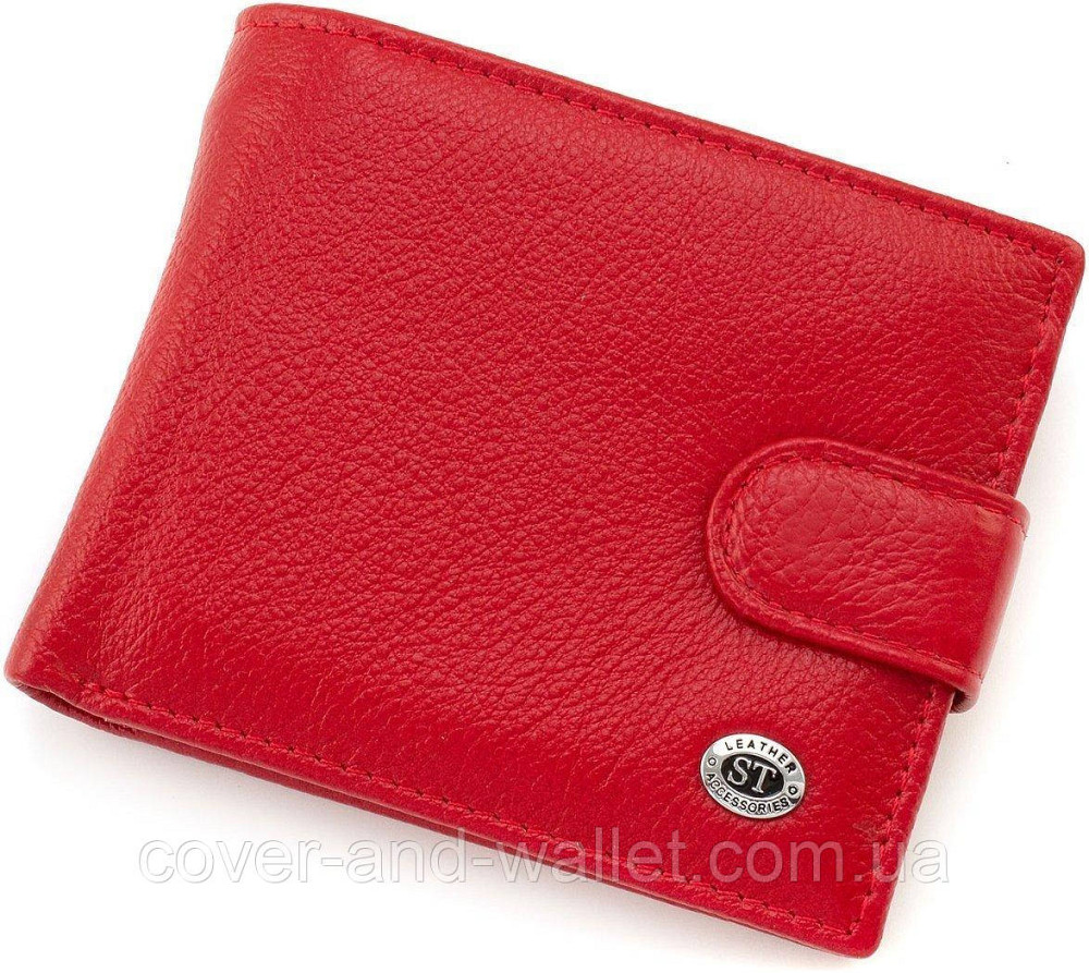 Компактний жіночий гаманець червоного кольору подвійного складання ST 34 Київ - фото 1