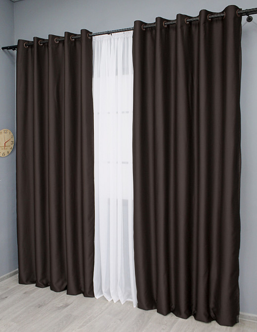 Комплект штор на люверсах VR-Textil Midnight № 1678ш 150х270 см 2 шт Венге (37-0218) Київ - фото 4