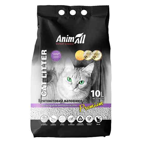 Бентонитовый наполнитель AnimAll Premium Lavender с ароматом лаванды, для кошек, 10 л Киев