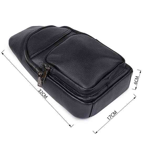 Невелика шкіряна чоловіча сумка через плече Vintage 20202 Чорний Київ