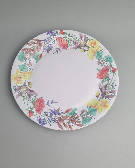 Паперова тарілка з малюнком 18 см "No 5" Літній візерунок 10 шт (1 пачка) Харків - фото 1