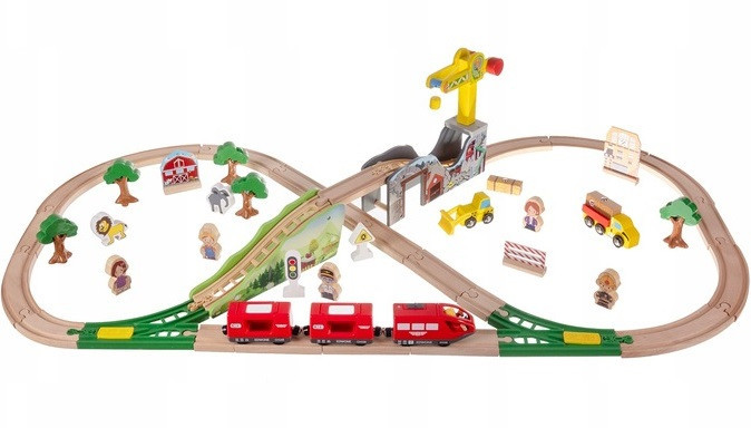 Детские Деревянные железнодорожные пути с батарейным питанием из 57 элементов Kruzzel (22495) Нововолынск - изображение 2