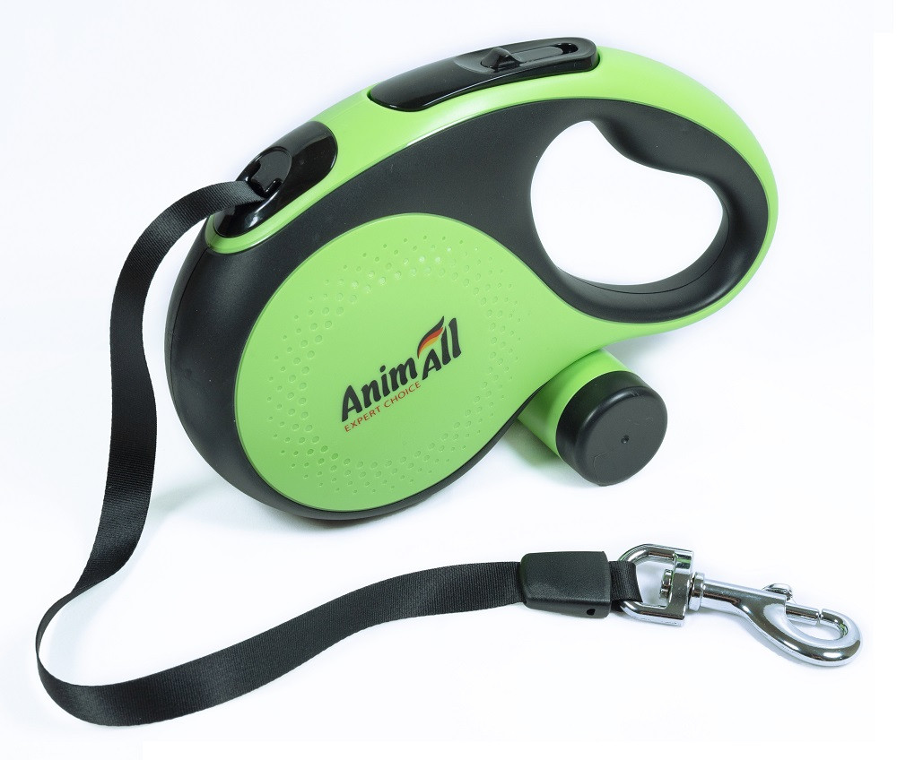 AnimAll Рулетка-повідець з диспенсером ХL до 50 кг/8 метрів, зелена Київ - фото 1