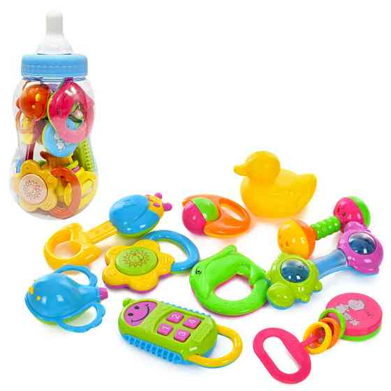 Дитячий набір брязкалець "Пляшечка" 3838A-34, 23 см, 10 штук Вінниця