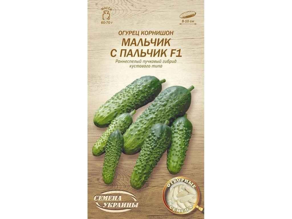 Огірок корнішон Мальчик С Пальчик F1 ОВ 0,25г (20 пачок) ТМ НАСІННЯ УКРАЇНИ Київ - фото 1