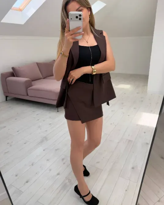 Женский костюм с жилетом и шортами с юбкой | стильный комплект Одесса - изображение 1