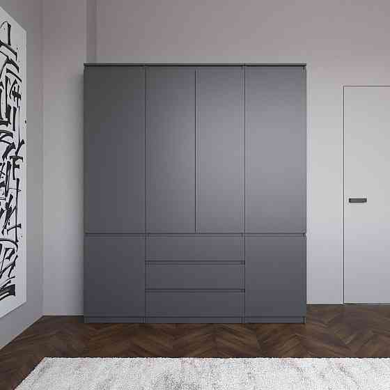 Шафа для одягу VAYS зі штангою та полицями, 3 шухляди, комплект R9+R22-2 Антрацит Львів