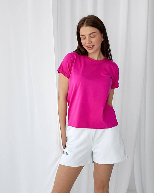 Базова футболка жіноча однотонна Малиновий S Харків - фото 1