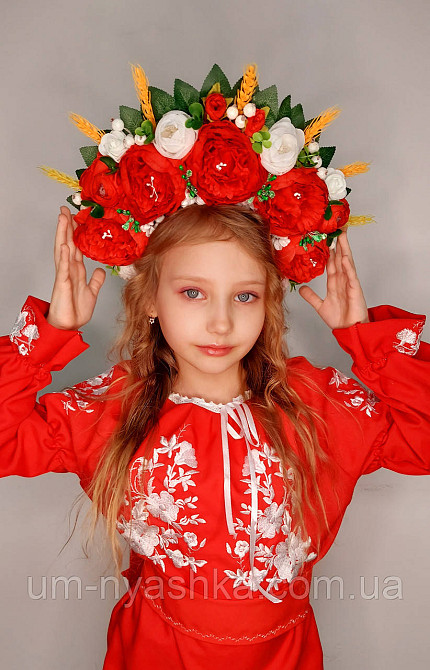 Віночок ободок з квітами "Сценічний з колосками та стрічками" Кривий Ріг - фото 2