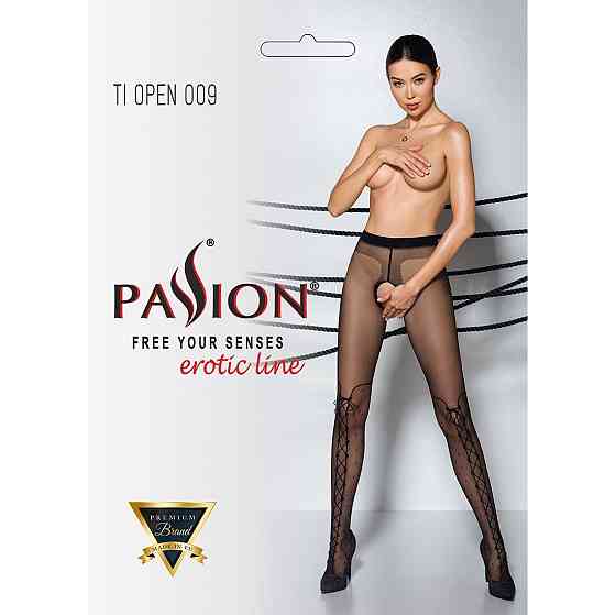 Колготки з відкритим доступом, імітація ботфорт Passion TIOPEN 009 1/2 (20 den), black Sex Aura Київ