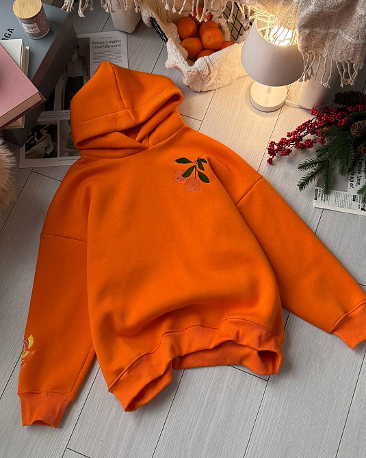 Женская стильная теплая худи с вышивкой турецкая трехнить на флисе пенье Одесса - изображение 5