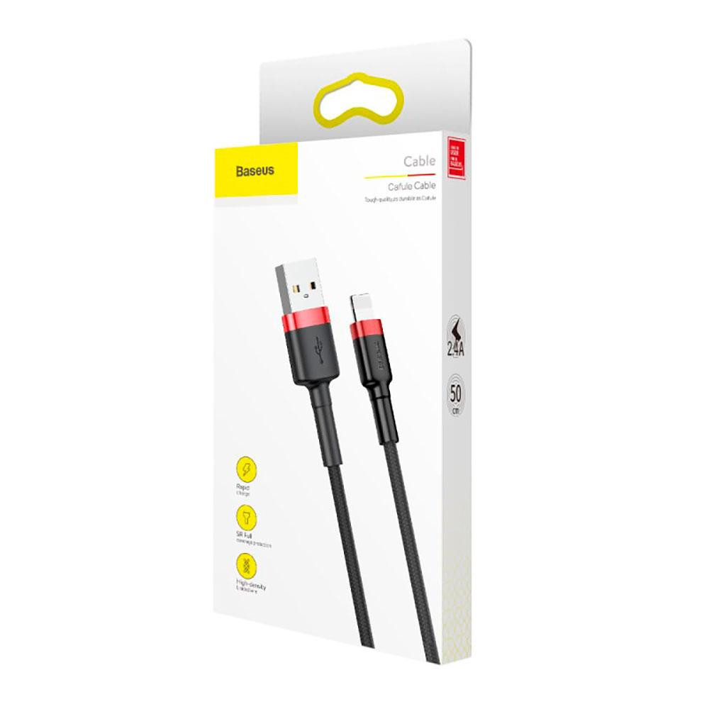 Кабель Baseus Cafule Cable USB For Lightning 2.4A 0.5m Red+Black Киев - изображение 5