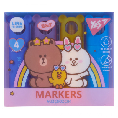 Набір маркерів Yes текстовий Line Friends 4 шт (391105) Вінниця - фото 1