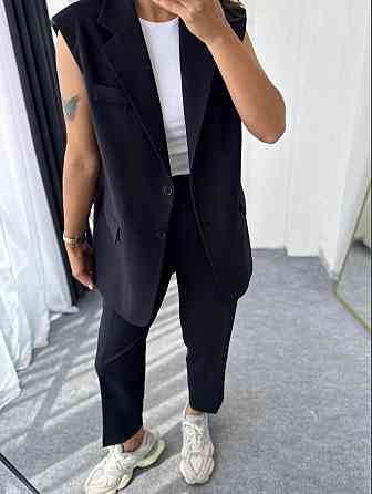 Жіночий базовий костюм-штани: жилет і штани креп костюмка Чорний, 50/52 Одеса