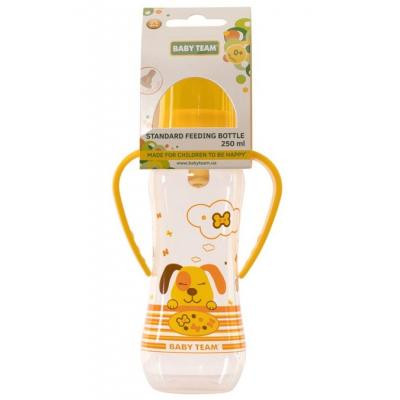Пляшечка для годування Baby Team з латексною соскою і ручками 250 мл 0+ (1311_собачка_желтая) Вінниця - фото 2
