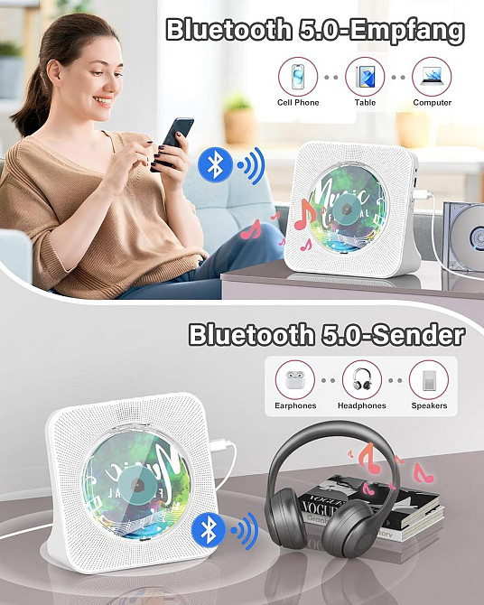 Аудіосистема Greadio KC-806 CD-плеер з пультом, світлодіодним екраном, FM-радіо, AUX/USB, HiFi-динаміком з Німеччини Дніпро - фото 16