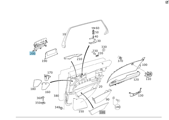 Mercedes-Benz  A2117370114 Пластикова рама жорсткості карти задніх лівих дверей E-class W211 E-class S211 Одесса
